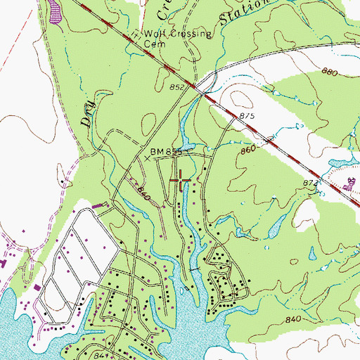 Topographic Map of Station Creek, TX