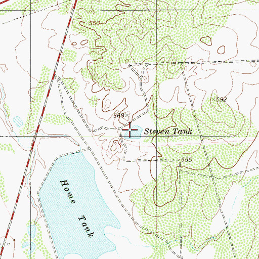 Topographic Map of Steven Tank, TX