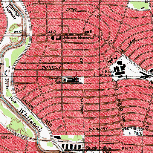 Topographic Map of Stevens School, TX