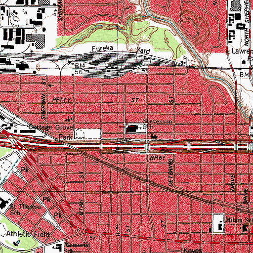 Topographic Map of Stevenson School, TX