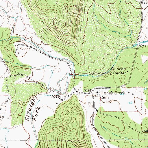 Topographic Map of Straight Fork, TX