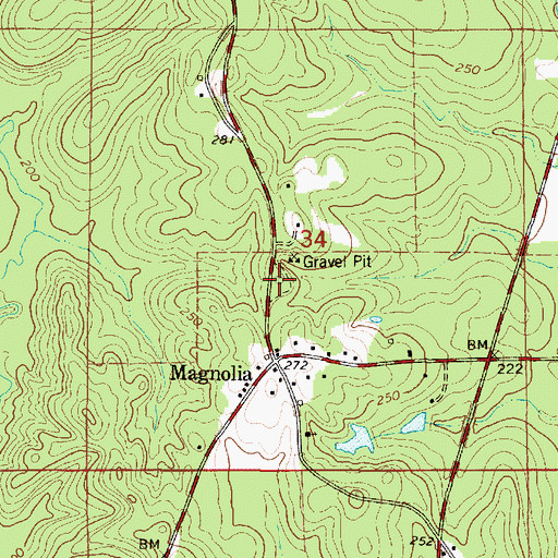 Topographic Map of Magnolia Cemetery, AL