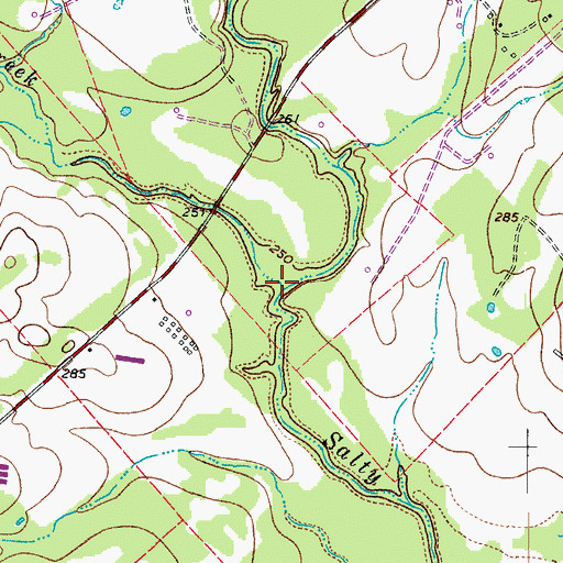 Topographic Map of Sugar Creek, TX