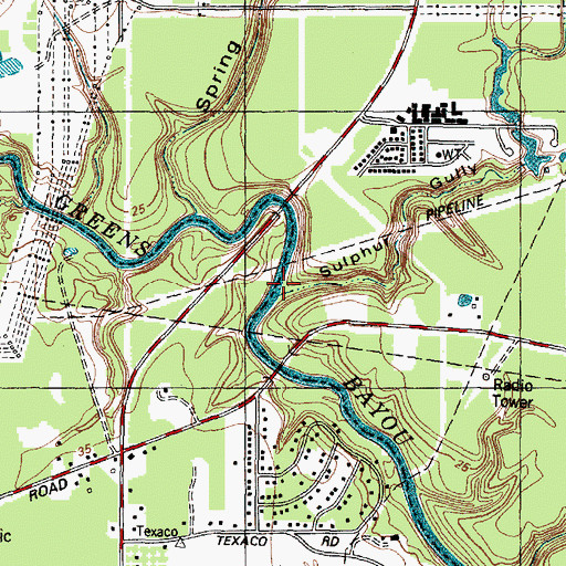 Topographic Map of Sulphur Gully, TX