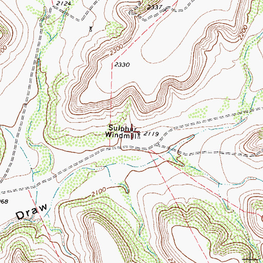 Topographic Map of Sulphur Windmill, TX
