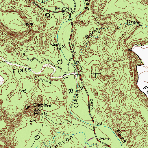 Topographic Map of Sunday Creek, TX