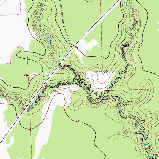 Topographic Map of Sutherland Creek, TX