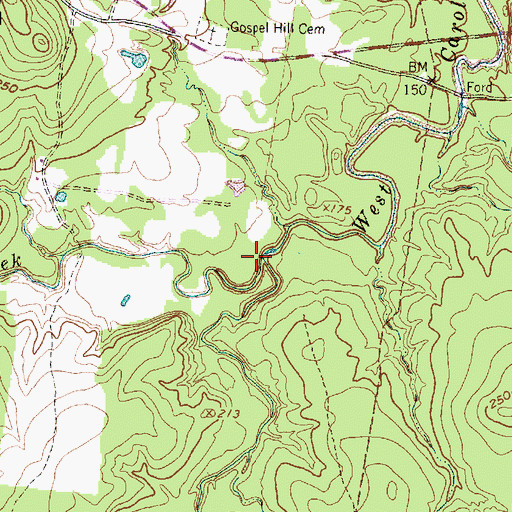 Topographic Map of Sutton Creek, TX