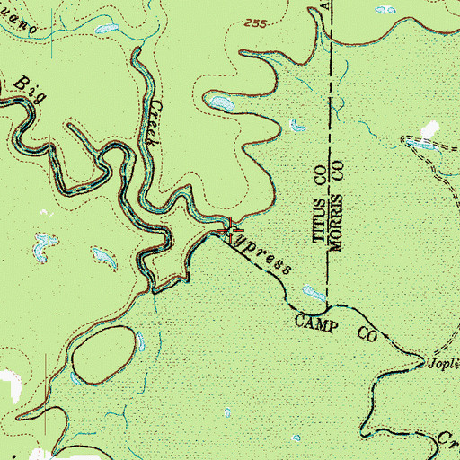 Topographic Map of Swauano Creek, TX