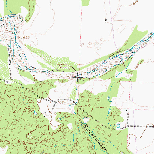 Topographic Map of Sweetwater Creek, TX