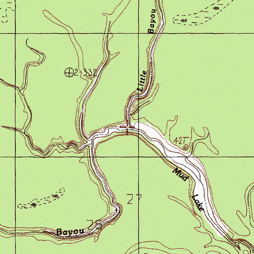 Topographic Map of Tanner Bayou, TX