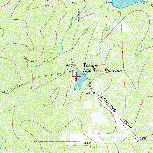 Topographic Map of Tanque Las Tres Puertas, TX