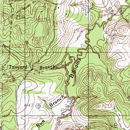 Topographic Map of Tanyard Branch, TX