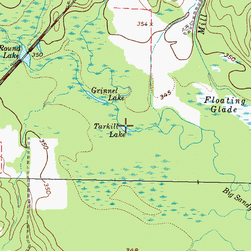 Topographic Map of Tarkill Lake, TX