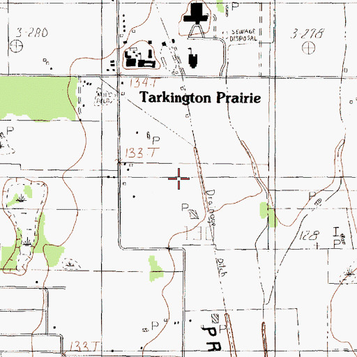 Topographic Map of Tarkington Prairie, TX