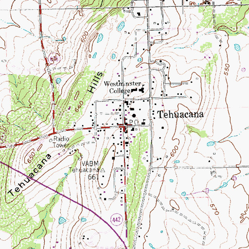 Topographic Map of Tehuacana, TX