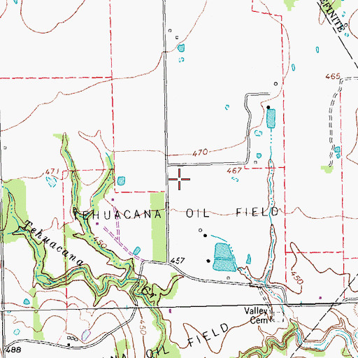 Topographic Map of Tehuacana Oil Field, TX