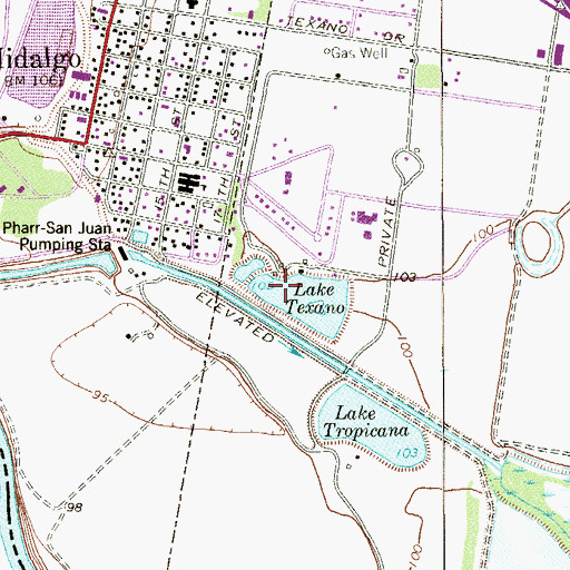 Topographic Map of Lake Texano, TX