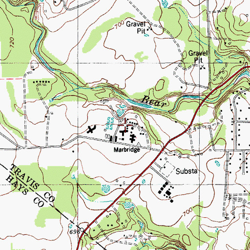 Topographic Map of The Marbridge School, TX