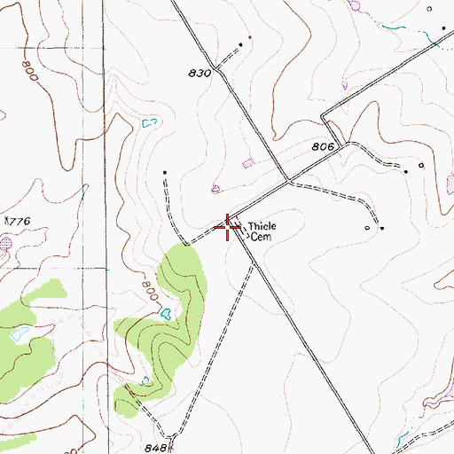 Topographic Map of Thiele Cemetery, TX