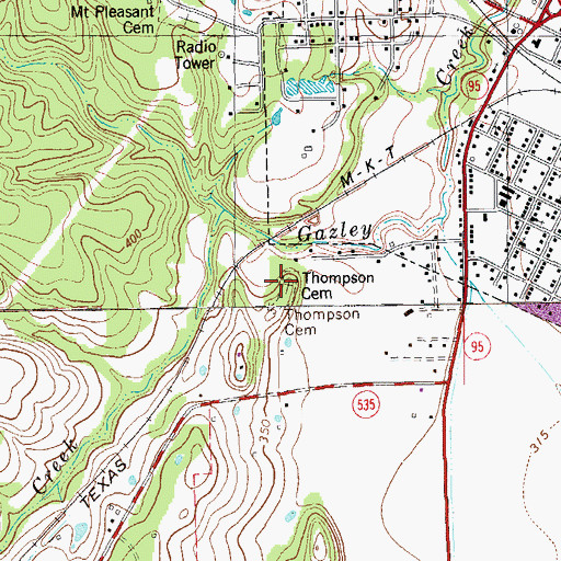 Topographic Map of Gazley Cemetery, TX