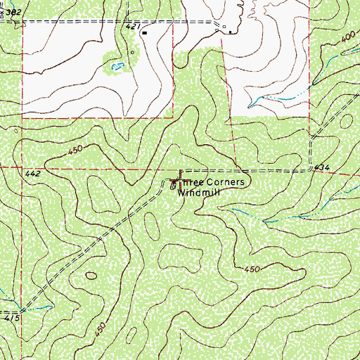 Topographic Map of Three Corners Windmill, TX