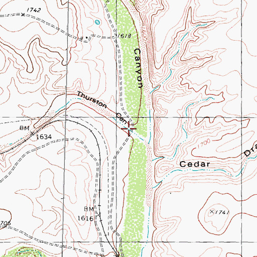 Topographic Map of Thurston Canyon, TX