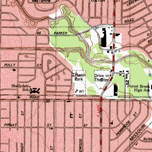 Topographic Map of Tidwell Park, TX