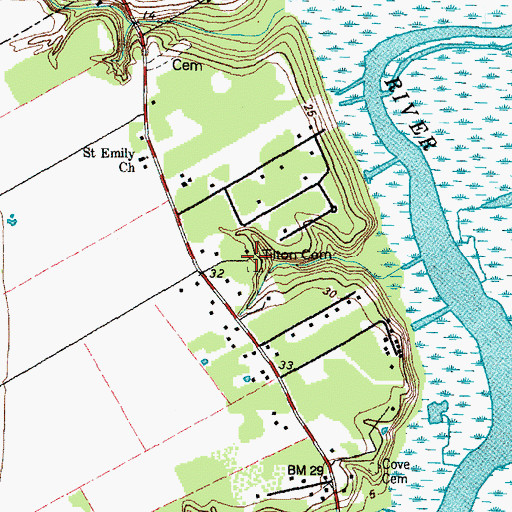 Topographic Map of Tilton Cemetery, TX