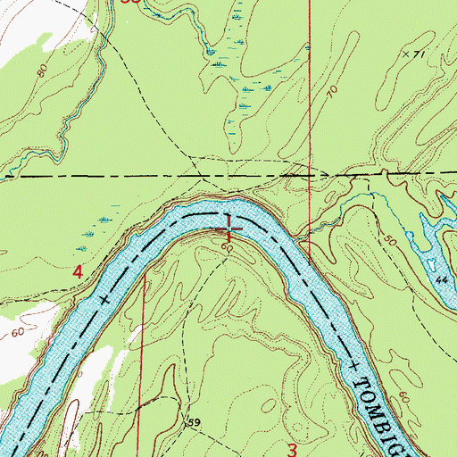 Topographic Map of Oak Tree Landing, AL