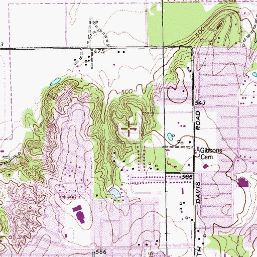 Topographic Map of Tomlin Cemetery, TX
