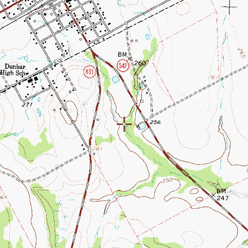 Topographic Map of Toms Creek, TX