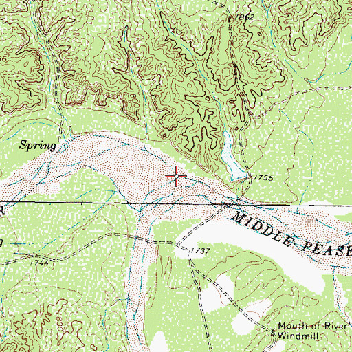 Topographic Map of Tongue River, TX
