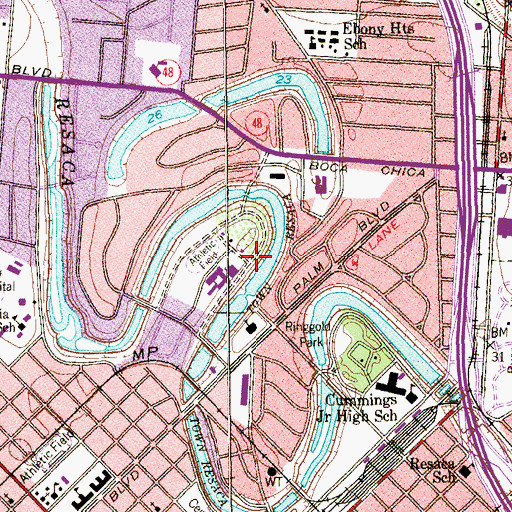 Topographic Map of Town Resaca, TX