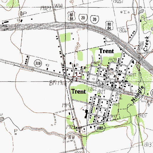 Topographic Map of Trent, TX