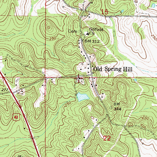 Topographic Map of Old Spring Hill Memorial Church, AL