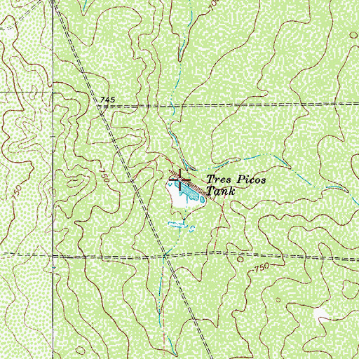 Topographic Map of Tres Picos Tank, TX