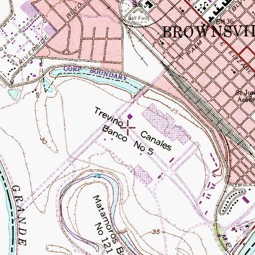 Topographic Map of Trevino Canales Banco Number 5, TX