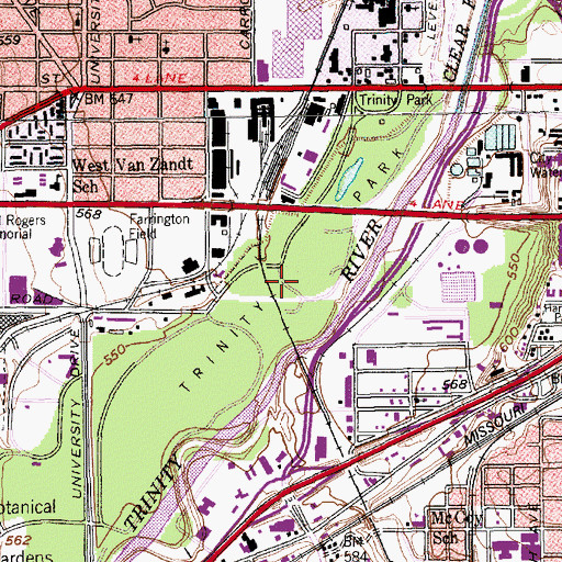 Topographic Map of Trinity Park, TX