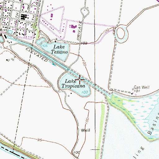 Topographic Map of Lake Tropicana, TX