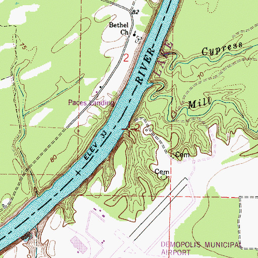 Topographic Map of Paces Landing East, AL