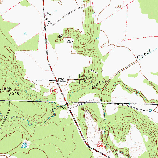Topographic Map of Tubbs Cemetery, TX