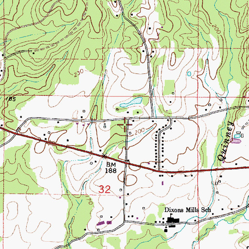 Topographic Map of Pearson Cemetery, AL