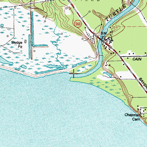 Topographic Map of Turtle Bayou, TX