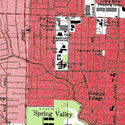 Topographic Map of Valley Oaks School, TX