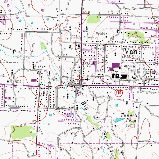Topographic Map of Van, TX
