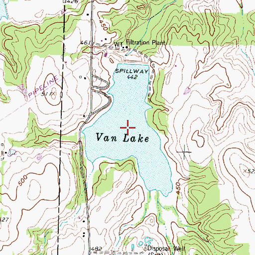 Topographic Map of Van Lake, TX