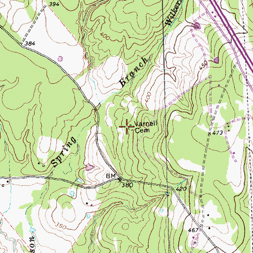 Topographic Map of Varnell Cemetery, TX