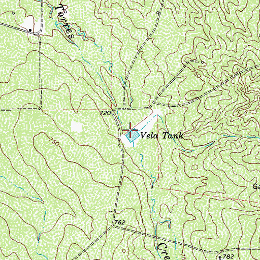 Topographic Map of Vela Tank, TX