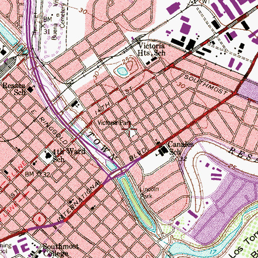 Topographic Map of Victoria Park, TX